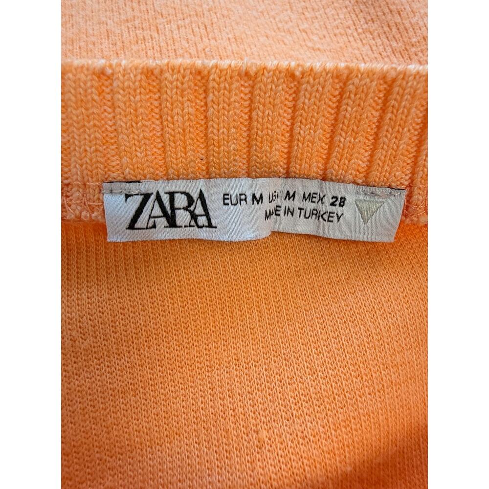 Zara Peach-Orange Short Sleeve Crop Top - Picture 7 of 7